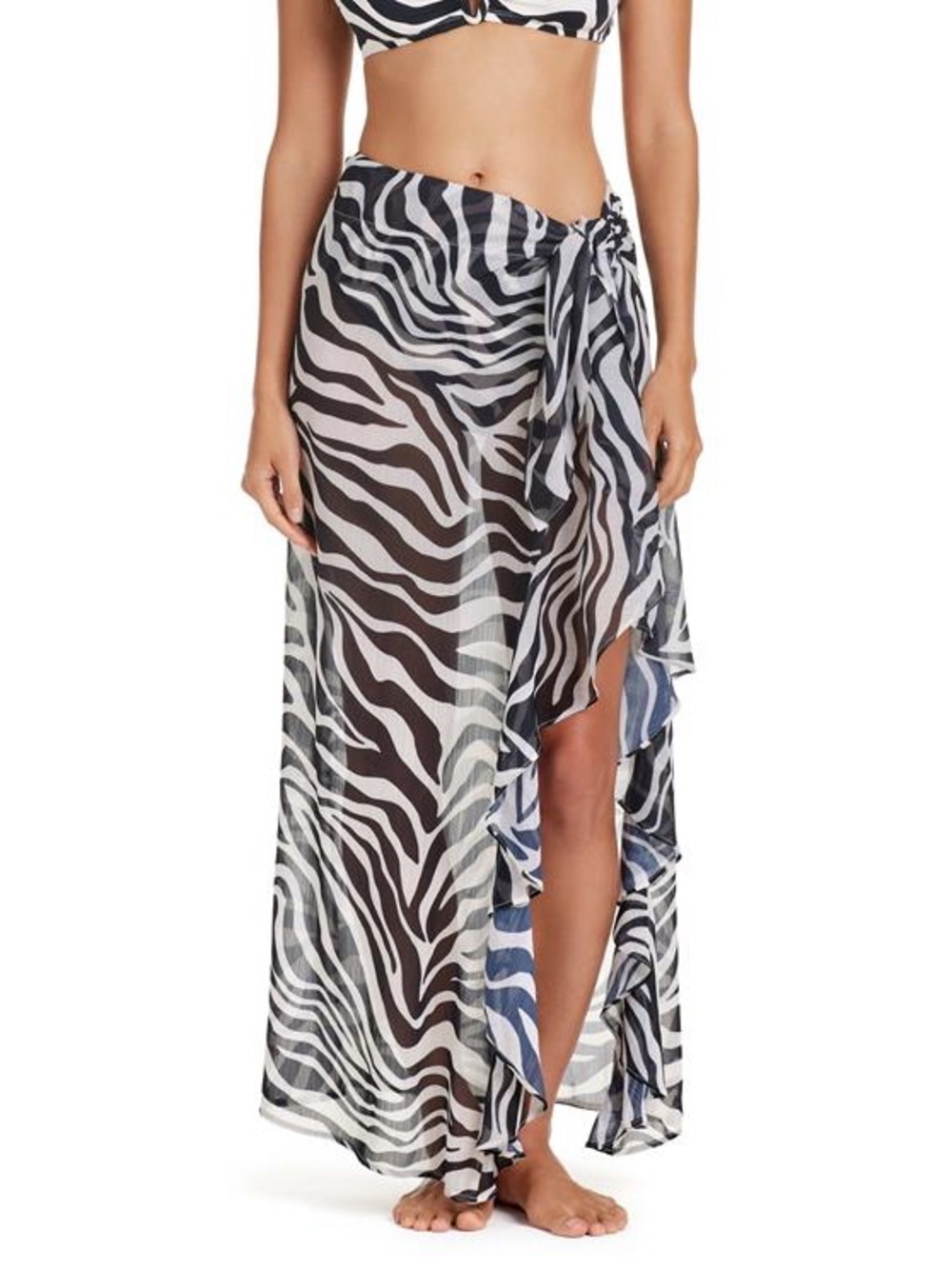 New Without Tags Bleu Rod Beattie Zebra Sarong Cover-Up - size medium